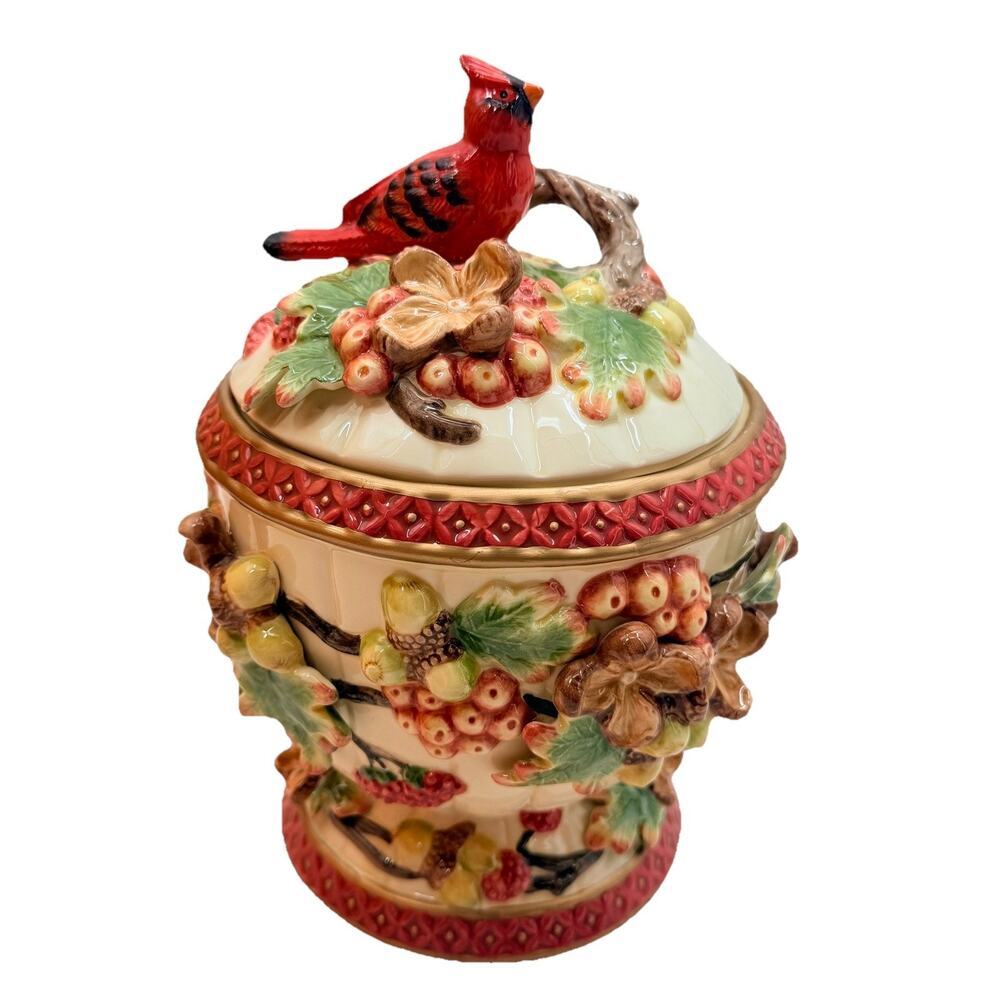Geo Z Lefton 2001 Cardinal Collection Canister Jar & Lid Vintage Christmas